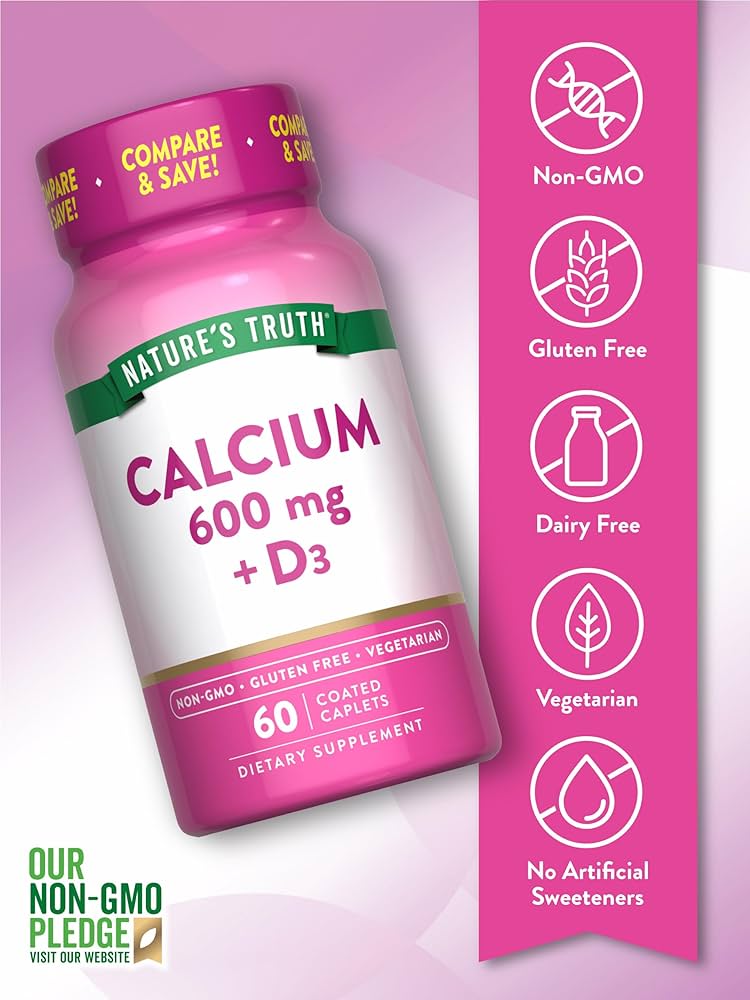مکمل کلسیم + ویتامین D3 نیچرز تروث 60 عددی